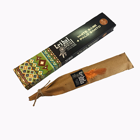 Incenso Massala Tribal Soul Sálvia Branca + Palo Santo
