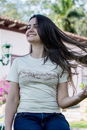 CAMISETA FEMININA BEGE - PAISAGEM