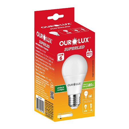 Lampada Led 6W Biv 3000K Luz Amarela Ourolux