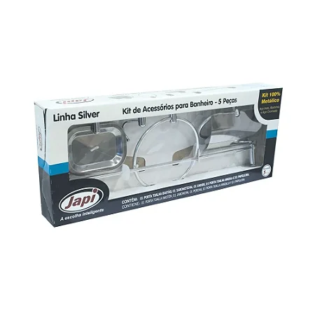 Kit Acessorios De Banheiro Silver Inox 5Pcs Japi