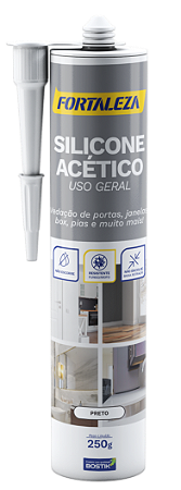Silicone Acético Uso Geral 250G Preto Fortaleza