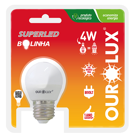 Lampada Led Bolinha S30 4W Branco 6500K Ourolux