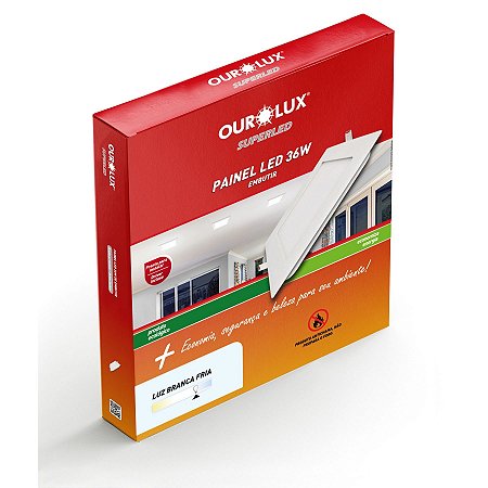 Painel Plafon Led Embutir 36W Biv 6500K Quadrado Ourolux