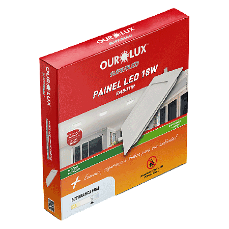 Painel Plafon Led Embutir Quadrado 18W Branco 4000K Ourolux