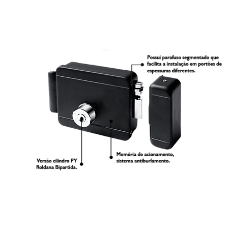 Fechadura Elétrica Reversível Bipartido 12V Ros40 Preto Soprano