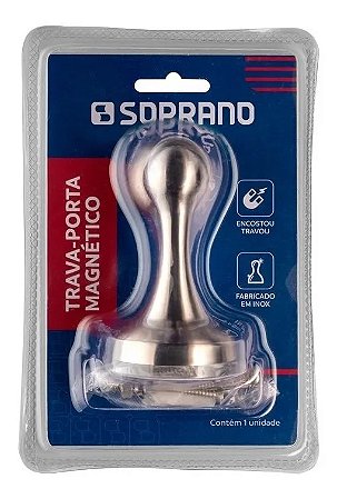 Trava Fixador Magnético Para Porta Piso Eco Inox Escovado Soprano
