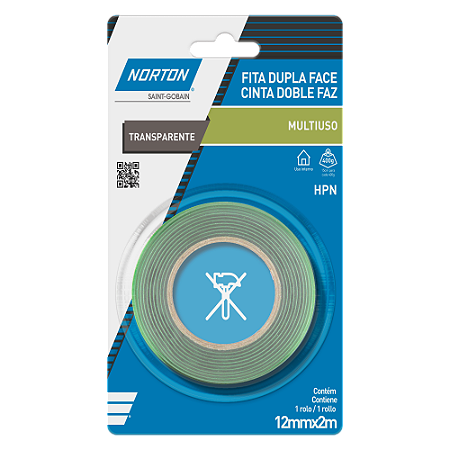 Fita Dupla Face 12mmx2m Transparente Norton