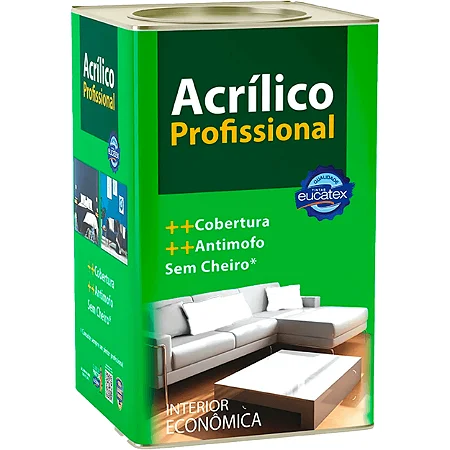 Tinta Acrilica Fosco 18L Prof Lata Branco Pronto Eucatex