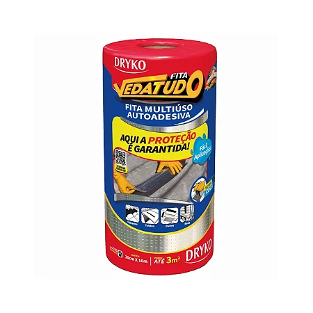 Fita Manta Asfaltica Adesiva Aluminizada Multiuso Vedatudo Drykofita 30cm 10m Dryko