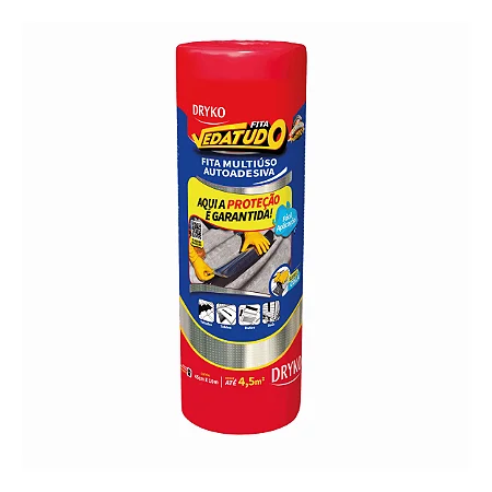 Fita Manta Asfaltica Adesiva Aluminizada Multiuso Vedatudo Drykofita 45cm 10m Dryko