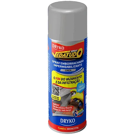 Impermeabilizante Spray Acabamento Emborrachado Vedatudo 400ml Cinza Dryko