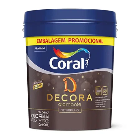 Tinta Acrilica Semi Brilho Decora Diamante Branco 20L Coral