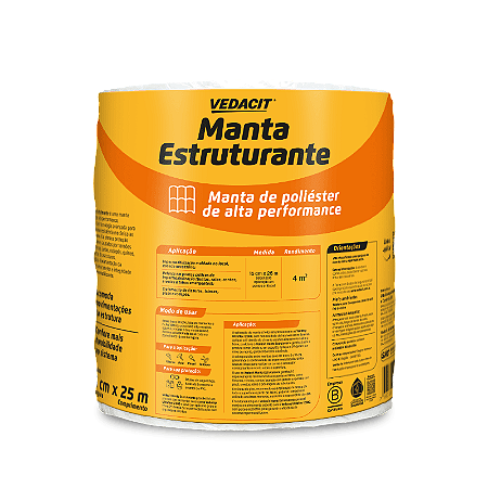 Manta Estruturante Poliester 16 cm X 25 m Vedacit