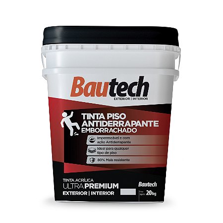 Tinta Piso Antiderrapante Emborrachado 20Kg Cinza Grafite Bautech