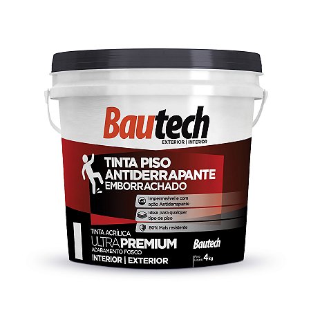 Tinta Piso Antiderrapante Emborrachado 4Kg Branco Bautech