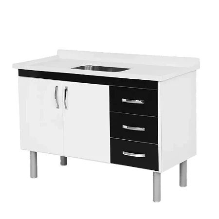 Gabinete Cozinha para Pia 120 Toquio Preto Rorato