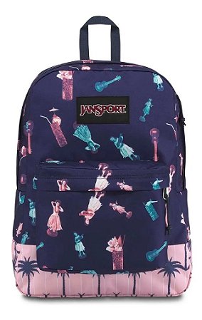 JanSport Black Label SuperBreak Backpack Palm Life in Pink/Purple