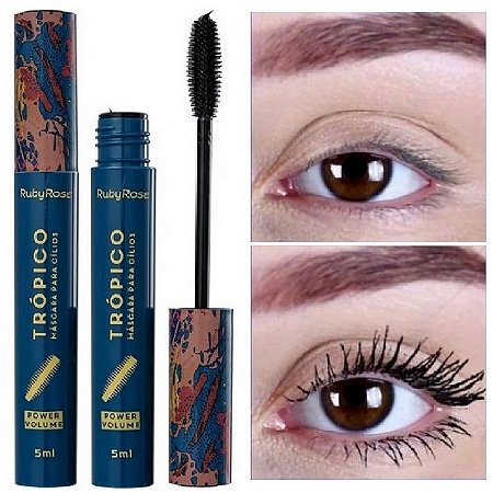 Máscara de Cílios Ruby Rose Trópico Power Volume – Volume Intenso, Alongamento e Definição – 5ml