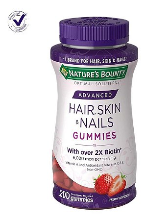 Hair Skin Nails Gummies Biotin 6000mcg 200 Un Natures Bounty