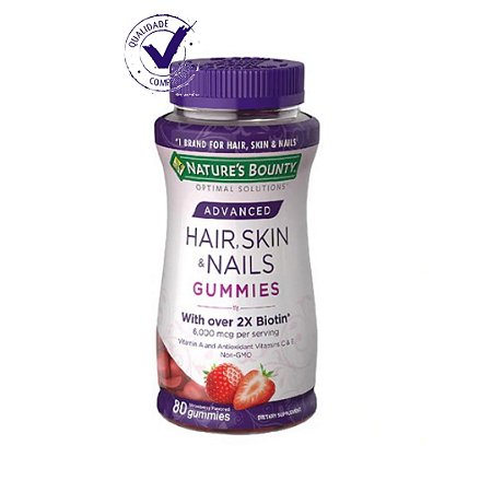 Hair Skin & Nails 80 Gummies Advanced 2X Biotina
