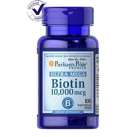 Biotina 10.000 Mcg Ultra Mega Puritans Pride - 100 Softgels
