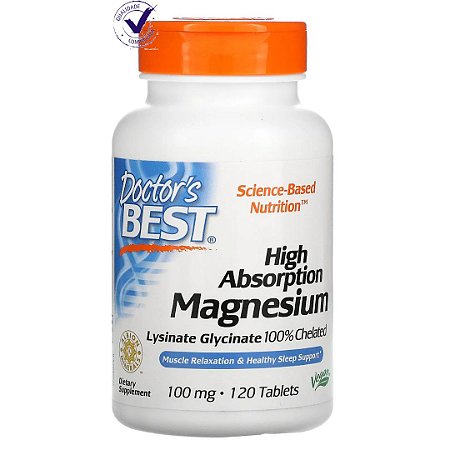 Magnésio De Alta Absorção 100% Quelado 100mg 120 Tabletes