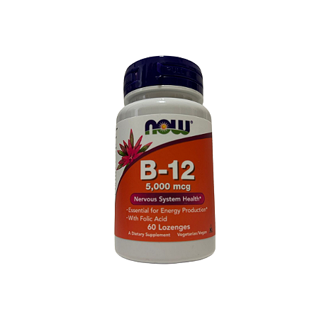 Vitamina B-12 5.000 mcg, 60 Pastilhas - Now Foods