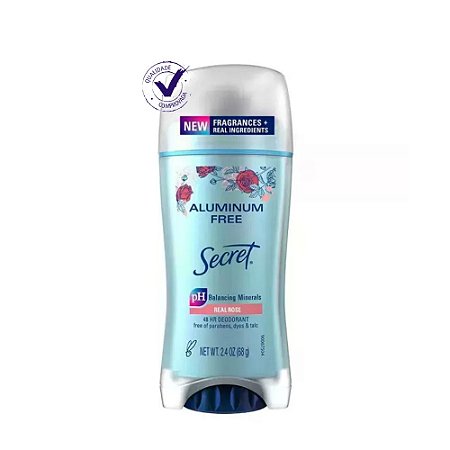 Desodorante Secret Bastão Sem Alumínio Real Rose 68G
