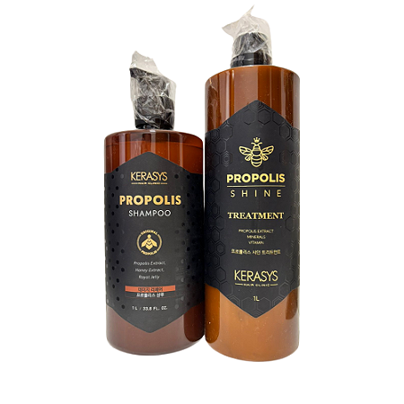 Kerasys Propolis Shine Energy+ - Shampoo Nova Embalagem 1L e Tratamento de Brilho 1L (Made in Korea)