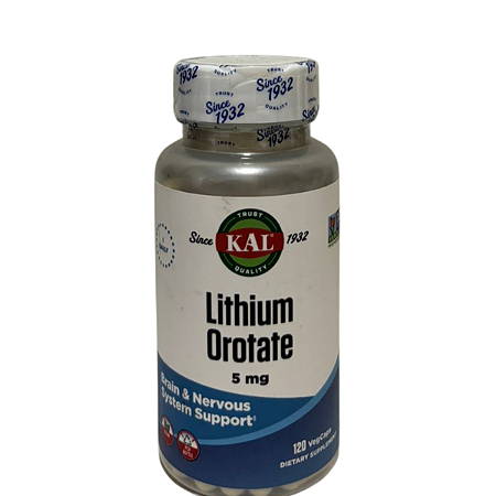 Kal Lithium Orotato 5mg - 120 Cápsulas Vegana