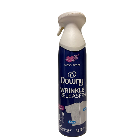 Spray para tecidos Downy Wrinkle Releaser e Refresher, removedor de estática e eliminador de odores, aroma refrescante, 9,7 oz