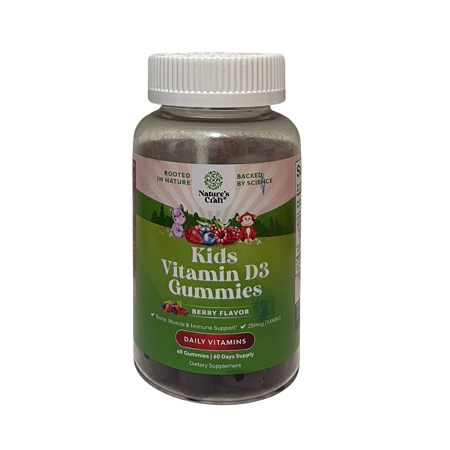 Nature's Craft, Gomas de Vitamina D3 para Crianças, Frutos Silvestres, 25 mcg (1.000 UI), 60 Gomas