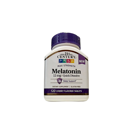 21st Century Melatonina Potência Máxima Cereja 12 mg 120 Comprimidos