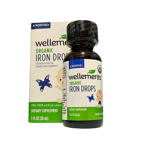 Suplemento de Ferro Orgânico em Gotas Para Bebês Wellements 4M+