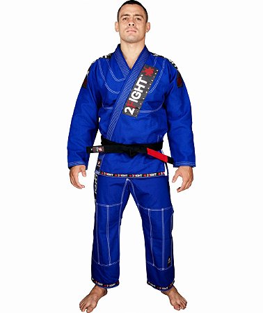 Kimono BJJ - linha SUPER cor Azul com contraste branco