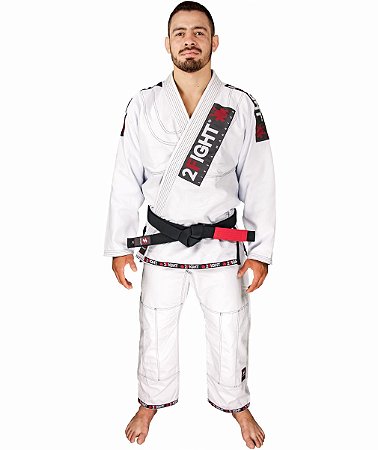 Kimono BJJ - linha SUPER cor Branco com contraste preto