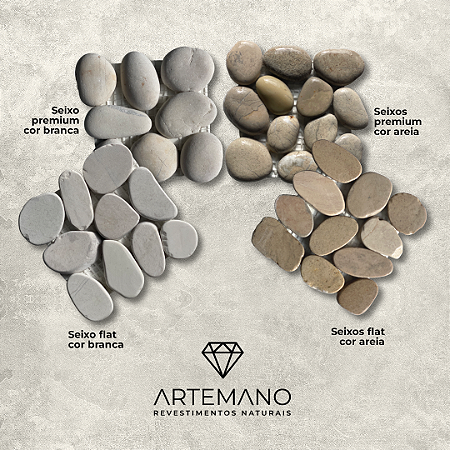 Kit de amostras Seixos Premium e Flat Light – 4 peças 10x10 cm