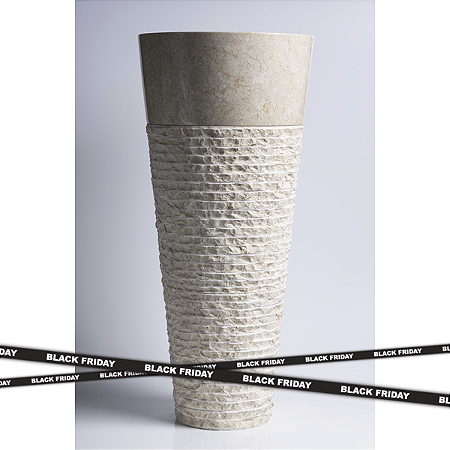 Cuba Pedestal Cream Lines - 40x40x90cm