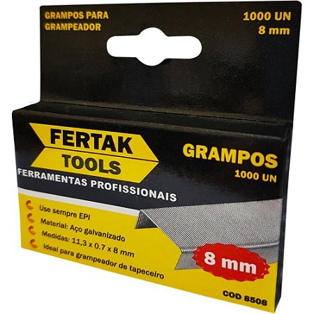 Grampo Para Grampeador 6mm Galvanizado C/1000 Grampos Caixa 8506 Fertak