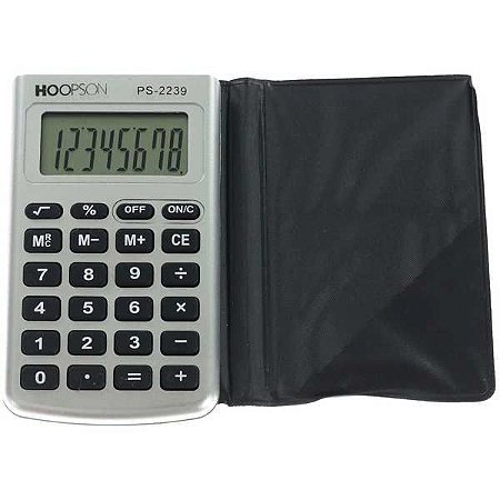 Calculadora De Bolso 8Digitos C/capa Bateria/solar Hoopson