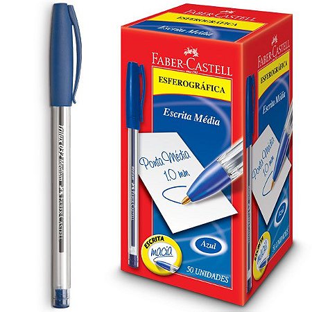 Caneta Esferográfica Trilux Ponta Média Azul Faber-Castell