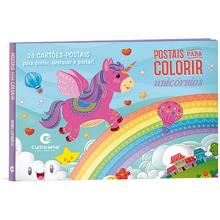 Livro Infantil Colorir Postais Unicornio P/ Colorir Culturama