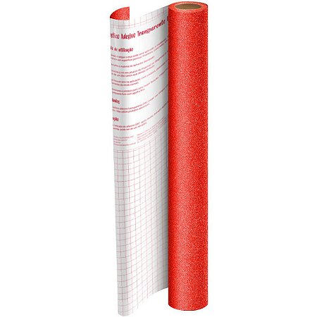 Plastico Adesivo 45Cmx10M Gliter Vermelho Pp 0,10 Dac