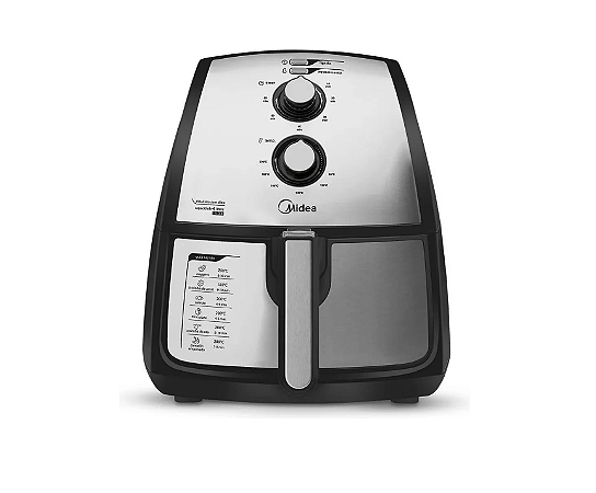 Fritadeira Eletrica Air Fryer Midea 1500w Preto E Inox 4L Shopsdrop Sua loja nosso Shopping