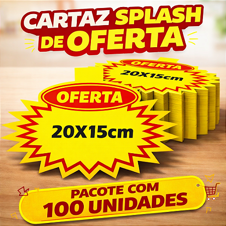 Splash Cartaz Oferta Supermercado 20x15cm - 100 unidades