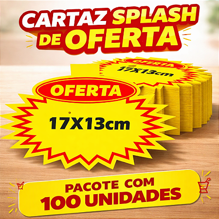 Splash Cartaz Oferta Supermercado 17x13cm - 100 unidades