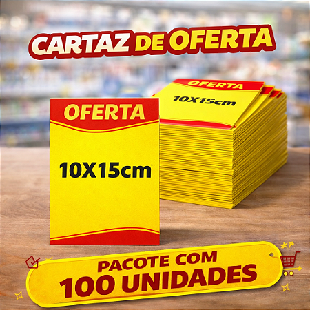 Cartaz Oferta Supermercado 10x15cm - 100 unidades