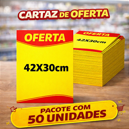 Cartaz Oferta Supermercado 42x30cm - 50 unidades