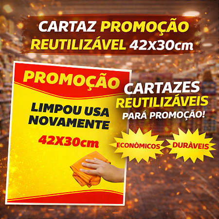 Cartaz PROMOÇÃO Oferta - Reutilizável - 42x30cm - Apaga e usa novamente