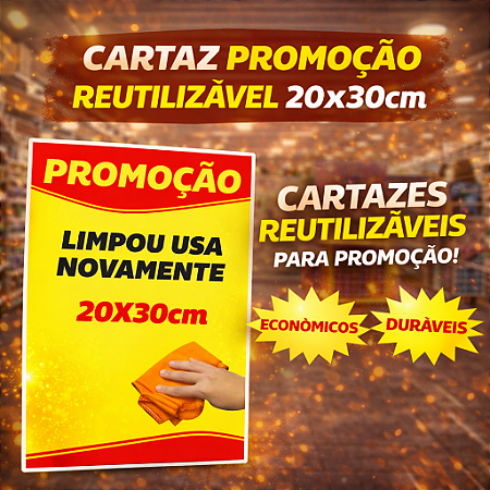 Cartaz PROMOÇÃO Oferta - Reutilizável - 30x21cm - Apaga e usa novamente